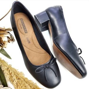 Clarks Black Mary Jane Bow Tie Career Heels 9m